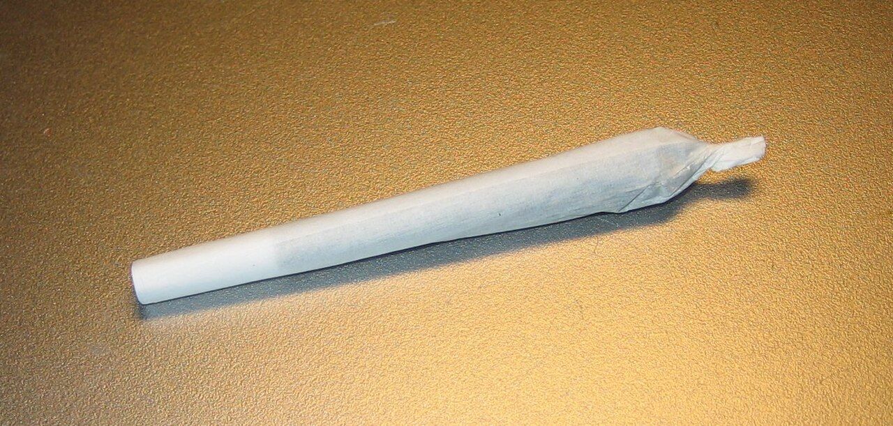 A hand-rolled cannabis cigarette