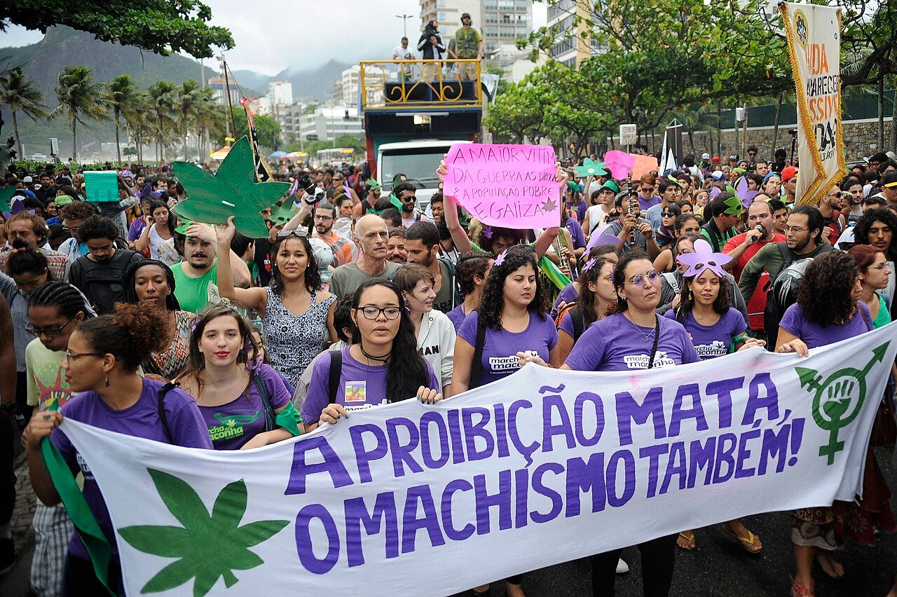 Demonstrators at the Marcha da Maconha in Rio de Janeiro
