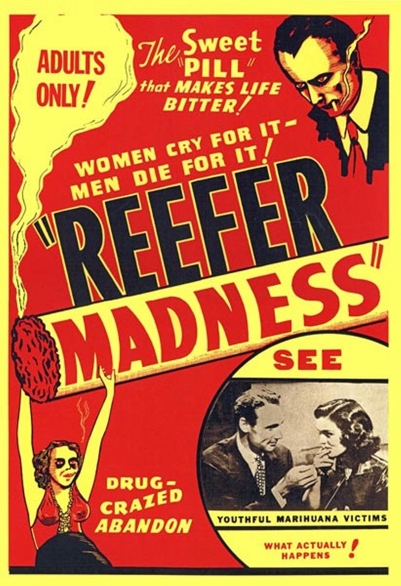 A lurid film poster for Reefer Madness