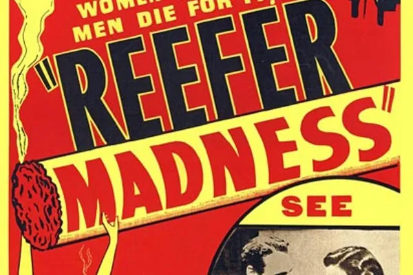 A lurid film poster for Reefer Madness